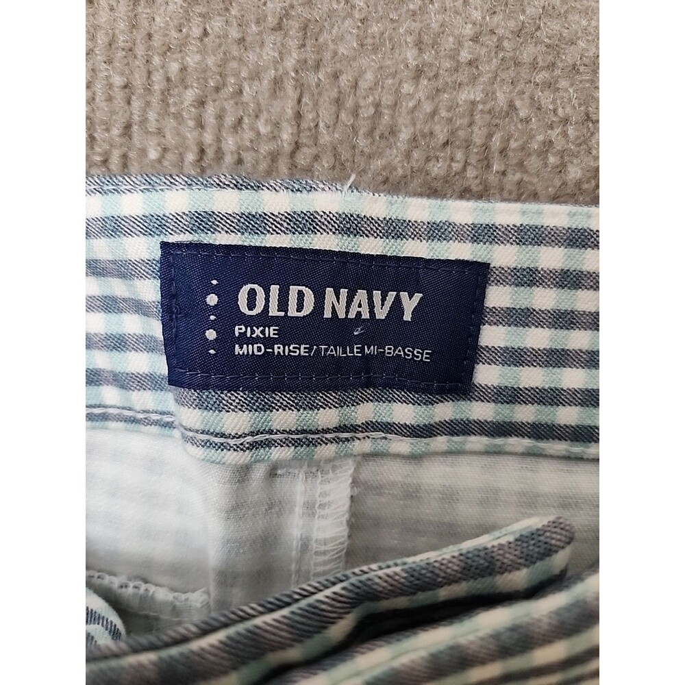 Old Navy Pixie Skinny Ankle Pants Womens 2 Blue White Check Stretch NEW - Picture 7 of 9